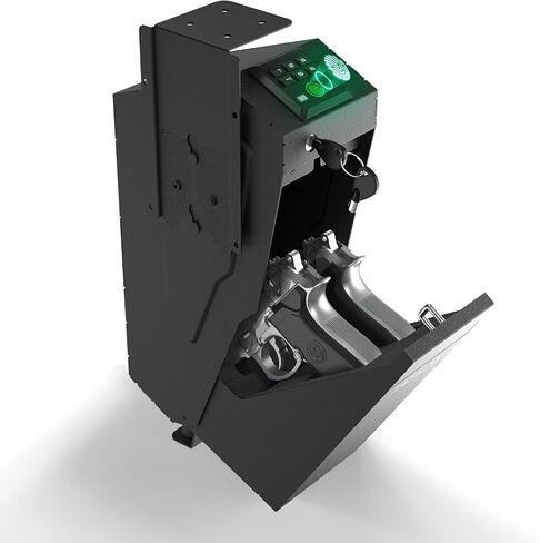 HARDROCK Gun Safe for Pistols, Biometric Wall Mounted Handgun Safe Box for Desk, Bedside,Truck，Drop Down Quick Access Security Safe with Fingerprint Keypad Lock for Home nightstand in Kuwait