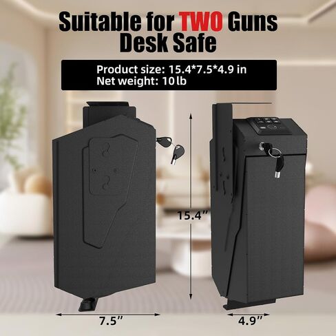 HARDROCK Gun Safe for Pistols, Biometric Wall Mounted Handgun Safe Box for Desk, Bedside,Truck，Drop Down Quick Access Security Safe with Fingerprint Keypad Lock for Home nightstand in Kuwait