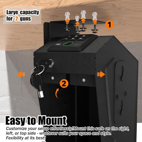 HARDROCK Gun Safe for Pistols, Biometric Wall Mounted Handgun Safe Box for Desk, Bedside,Truck，Drop Down Quick Access Security Safe with Fingerprint Keypad Lock for Home nightstand in Kuwait