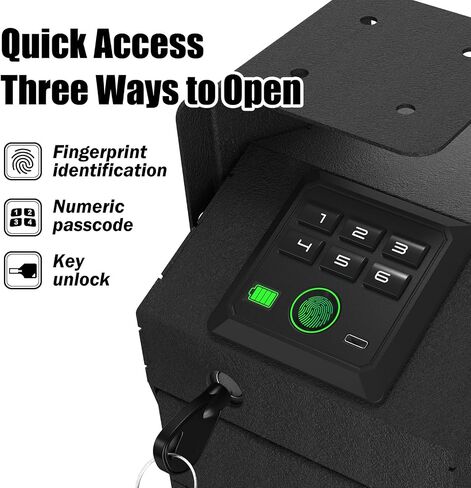HARDROCK Gun Safe for Pistols, Biometric Wall Mounted Handgun Safe Box for Desk, Bedside,Truck，Drop Down Quick Access Security Safe with Fingerprint Keypad Lock for Home nightstand in Kuwait