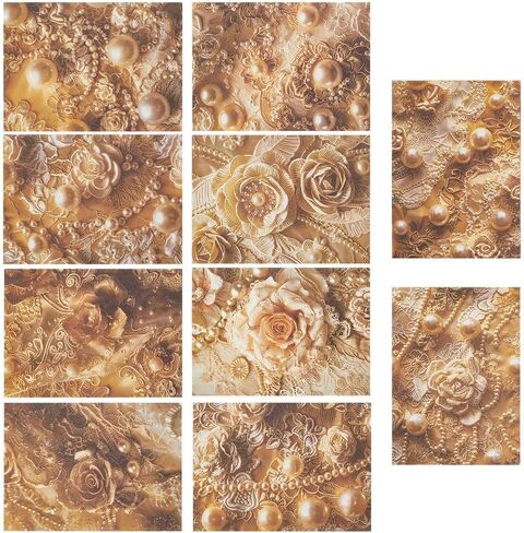 Gorgecraft 60pcs عتيقة زهرية القصاصات الورق لوحة 10x14cm لؤلؤة أحادية الجوانب نمط زهرة decoupage cardstock ورقة الخلفية لبطاقة اليومية صورة الألبوم الألبوم in Saudi Arabia