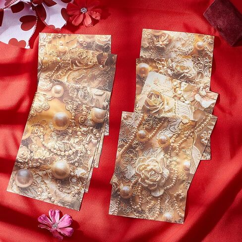 Gorgecraft 60pcs عتيقة زهرية القصاصات الورق لوحة 10x14cm لؤلؤة أحادية الجوانب نمط زهرة decoupage cardstock ورقة الخلفية لبطاقة اليومية صورة الألبوم الألبوم in Saudi Arabia