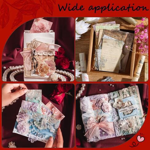 Gorgecraft 60pcs عتيقة زهرية القصاصات الورق لوحة 10x14cm لؤلؤة أحادية الجوانب نمط زهرة decoupage cardstock ورقة الخلفية لبطاقة اليومية صورة الألبوم الألبوم in Saudi Arabia