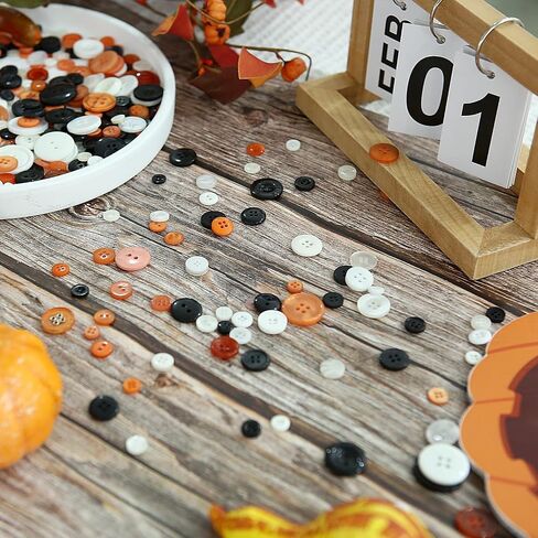 300-350 PCS أزرار Halloween Craft برتقالي أبيض وأسود أحجام متنوعة أزرار راتنجات مستديرة لخريف الخريف عيد الشكر الحرفيات خياطة القصاصات القصاصات in Kuwait