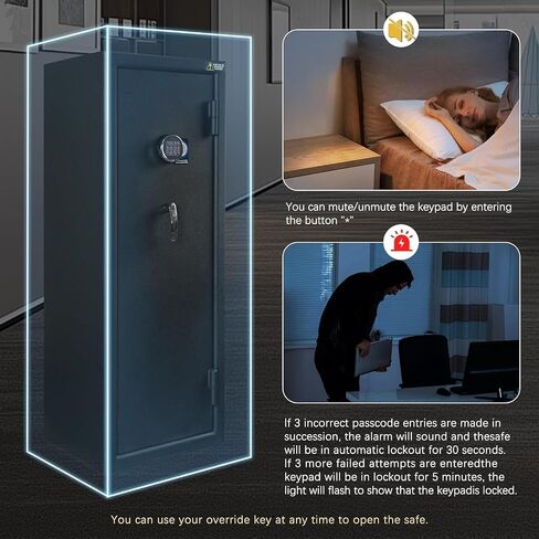 HARDROCK Gun Safe for Pistols, Biometric Wall Mounted Handgun Safe Box for Desk, Bedside,Truck，Drop Down Quick Access Security Safe with Fingerprint Keypad Lock for Home nightstand in Kuwait