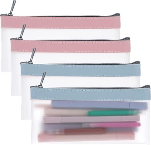4 Pack Clear Pencil Pouch,Pencil Bag,Cute Small Pencils Case Pouch with Zipper Plastic Teen Pen Case Pen Holder Portable Pencils Pouches for Office School Stationery Supplies Travel Accessories in Saudi Arabia
