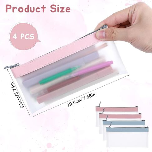 4 Pack Clear Pencil Pouch,Pencil Bag,Cute Small Pencils Case Pouch with Zipper Plastic Teen Pen Case Pen Holder Portable Pencils Pouches for Office School Stationery Supplies Travel Accessories in Saudi Arabia