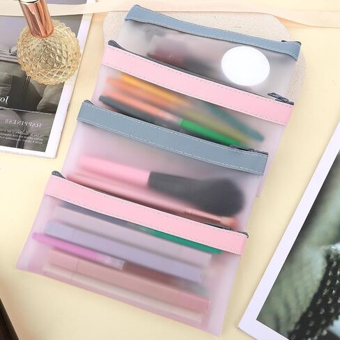 4 Pack Clear Pencil Pouch,Pencil Bag,Cute Small Pencils Case Pouch with Zipper Plastic Teen Pen Case Pen Holder Portable Pencils Pouches for Office School Stationery Supplies Travel Accessories in Saudi Arabia