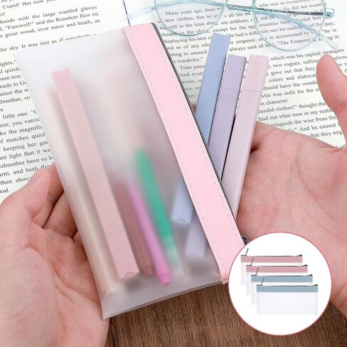 4 Pack Clear Pencil Pouch,Pencil Bag,Cute Small Pencils Case Pouch with Zipper Plastic Teen Pen Case Pen Holder Portable Pencils Pouches for Office School Stationery Supplies Travel Accessories in Saudi Arabia