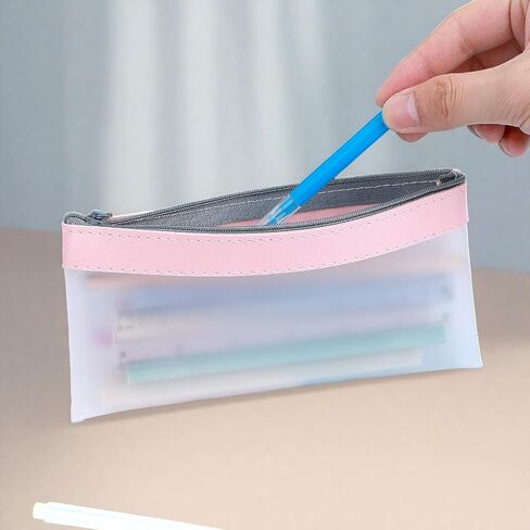 4 Pack Clear Pencil Pouch,Pencil Bag,Cute Small Pencils Case Pouch with Zipper Plastic Teen Pen Case Pen Holder Portable Pencils Pouches for Office School Stationery Supplies Travel Accessories in Saudi Arabia