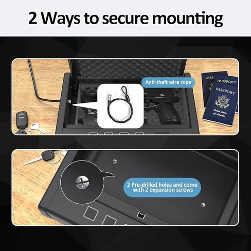 مسدس Hardrock آمن للمسدسات ، صندوق آمن للمسدس المركب على الحائط البيومترية للمكتب ، بجانب السرير ، شاحنة ， المنسدلة الأمن وصول سريع مع قفل لوحة المفاتيح للبصمة للمنتخب المنزل in Kuwait