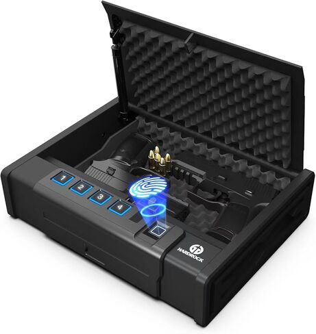 مسدس Hardrock آمن للمسدسات ، صندوق آمن للمسدس المركب على الحائط البيومترية للمكتب ، بجانب السرير ، شاحنة ， المنسدلة الأمن وصول سريع مع قفل لوحة المفاتيح للبصمة للمنتخب المنزل in Kuwait