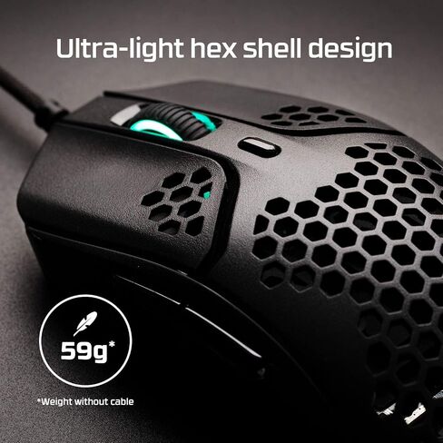 HyperX Pulsefire Haste Gaming Mouse 59g Hex Honeycomb Shell قابل للتخصيص RGB Hyperflex USB Cable 16000 DPI 6 أزرار قابلة للبرمجة للكمبيوتر PS5 PS4 Xbox Series X|S Xbox One (متجدد) in Saudi Arabia