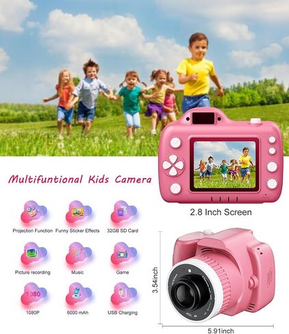 Kids Camera Toys for 5-12 Year Old Girls Boys,1080P Kids Digital Camera with Projector, Digital Video Camera with Music Download for Girls and Boys,Best Chritmas Birthday Festival Gift for Kid (Pink) in Saudi Arabia