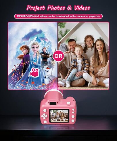Kids Camera Toys for 5-12 Year Old Girls Boys,1080P Kids Digital Camera with Projector, Digital Video Camera with Music Download for Girls and Boys,Best Chritmas Birthday Festival Gift for Kid (Pink) in Saudi Arabia