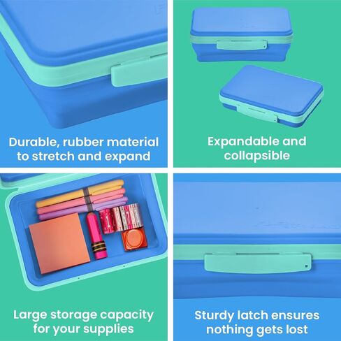 Lockermate بواسطة Bostitch Flexi Storage Box مع غطاء ، وتصميم حالة قلم رصاص قابلة للطي للمستلزمات الحرفية والمدرسة ، الأخضر in Kuwait