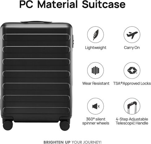 20" Carry on Luggage, Hard-Shell, TSA Lock, Lightweight, Spinner Suitcase Airline Approved in Kuwait