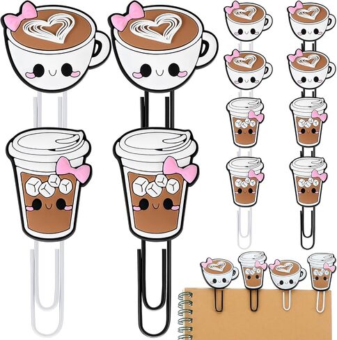 12 PCS Coffee Cup Face Clips Funder Paperclips Paperclips Proparks Clips مرة أخرى إلى المدرسة تقديرات هدايا للمعلمين للموظفين اللوازم المكتبية. in Saudi Arabia