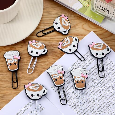 12 PCS Coffee Cup Face Clips Funder Paperclips Paperclips Proparks Clips مرة أخرى إلى المدرسة تقديرات هدايا للمعلمين للموظفين اللوازم المكتبية. in Saudi Arabia