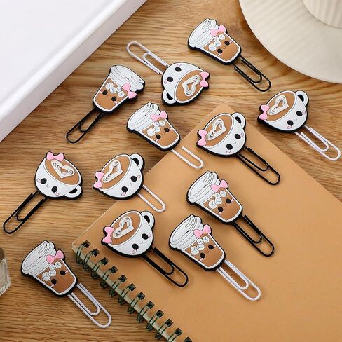 12 PCS Coffee Cup Face Clips Funder Paperclips Paperclips Proparks Clips مرة أخرى إلى المدرسة تقديرات هدايا للمعلمين للموظفين اللوازم المكتبية. in Saudi Arabia