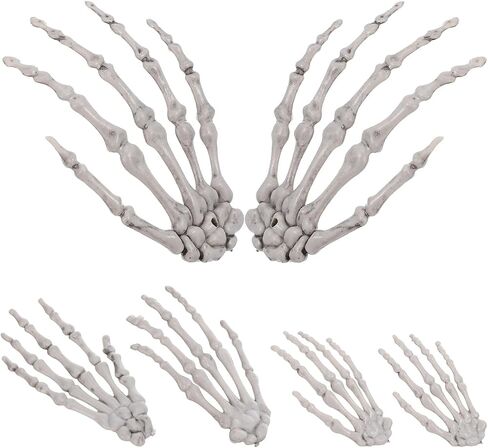 Ciieeo 3 Pairs Halloween Skeleton Hands Halloween Tricky Decor Props Realistic Severed Plastic Skeleton Hands Plastic Fake Human Hands in Saudi Arabia