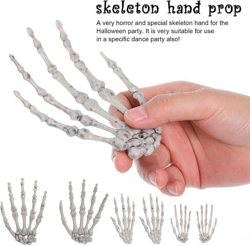 Ciieeo 3 Pairs Halloween Skeleton Hands Halloween Tricky Decor Props Realistic Severed Plastic Skeleton Hands Plastic Fake Human Hands in Saudi Arabia