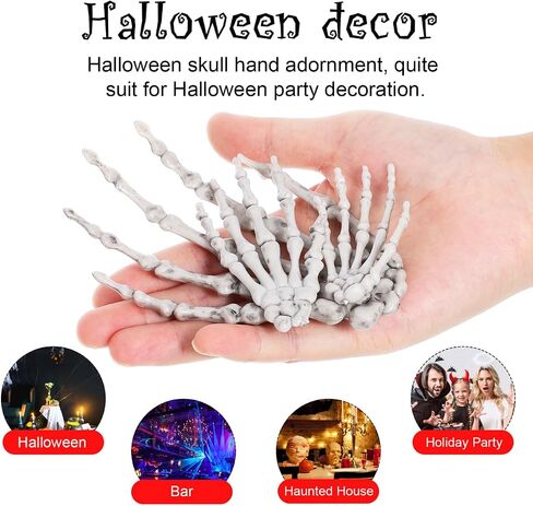 Ciieeo 3 Pairs Halloween Skeleton Hands Halloween Tricky Decor Props Realistic Severed Plastic Skeleton Hands Plastic Fake Human Hands in Saudi Arabia
