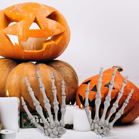 Ciieeo 3 Pairs Halloween Skeleton Hands Halloween Tricky Decor Props Realistic Severed Plastic Skeleton Hands Plastic Fake Human Hands in Saudi Arabia