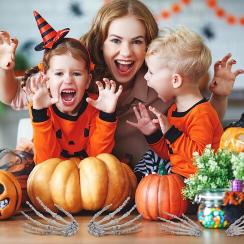 Ciieeo 3 Pairs Halloween Skeleton Hands Halloween Tricky Decor Props Realistic Severed Plastic Skeleton Hands Plastic Fake Human Hands in Saudi Arabia