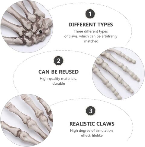 Ciieeo 3 Pairs Halloween Skeleton Hands Halloween Tricky Decor Props Realistic Severed Plastic Skeleton Hands Plastic Fake Human Hands in Saudi Arabia