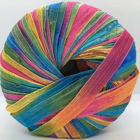 Berlini Memento Ribbon Yarn - 50 غرام ، 88 ياردة ، 3/8 "عريض - #153 BON - وردي ، أزرق ، أخضر ، أصفر ، برتقالي ، أرجواني in Saudi Arabia