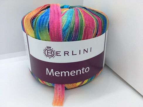 Berlini Memento Ribbon Yarn - 50 غرام ، 88 ياردة ، 3/8 "عريض - #153 BON - وردي ، أزرق ، أخضر ، أصفر ، برتقالي ، أرجواني in Saudi Arabia