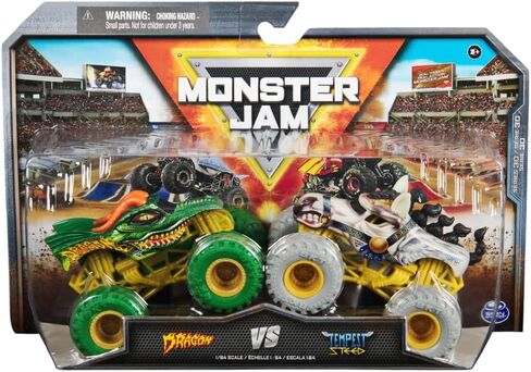 Monster Jam 2024 Series 30 1:64 Diecast Monster Truck 2-Pack ، Dragon vs Tempest Steed in Kuwait