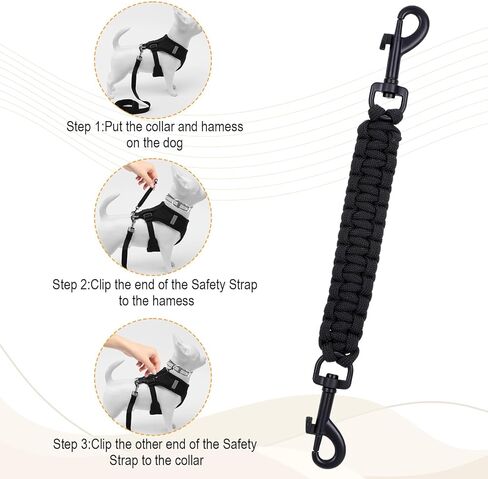 مقطع السلامة من طوق الكلب الشق ، مقود الكلب المزدوج مع بديل حزام الكتف العالمي وموصل قفل المشبك المزدوج ، الأسود in Kuwait