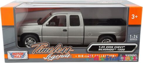 2006 Silverado 1500 Extended Cab Pickup Truck 1/25 Diecast Model Car Motor Max 79393 Grey in Saudi Arabia
