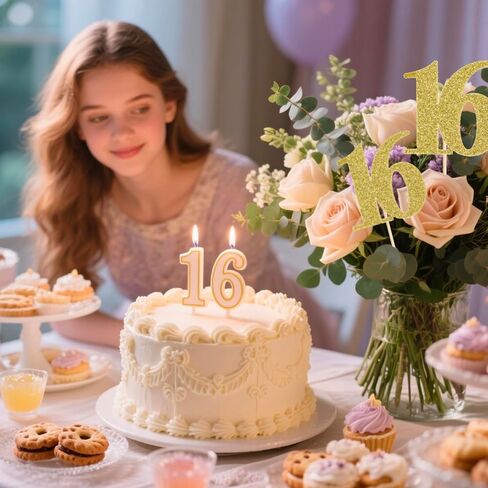 16 PCS 50 عيد ميلاد مركزية العصي مزدوجة الذهب بريق الذهب 50th الذكرى السنوية القطع المركزية للجداول رقم 50 طاولة زهرة القبعات الزخارف الحزب لوازم اللوازم in Kuwait