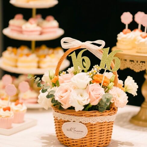 16 PCS 50 عيد ميلاد مركزية العصي مزدوجة الذهب بريق الذهب 50th الذكرى السنوية القطع المركزية للجداول رقم 50 طاولة زهرة القبعات الزخارف الحزب لوازم اللوازم in Kuwait