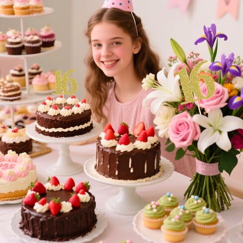 16 PCS 50 عيد ميلاد مركزية العصي مزدوجة الذهب بريق الذهب 50th الذكرى السنوية القطع المركزية للجداول رقم 50 طاولة زهرة القبعات الزخارف الحزب لوازم اللوازم in Kuwait