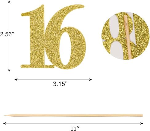 16 PCS 50 عيد ميلاد مركزية العصي مزدوجة الذهب بريق الذهب 50th الذكرى السنوية القطع المركزية للجداول رقم 50 طاولة زهرة القبعات الزخارف الحزب لوازم اللوازم in Kuwait