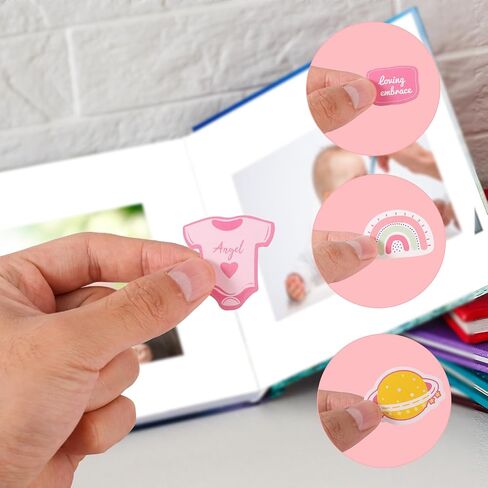 8 Sheets Baby Girl Scrapbook Stickers, Adorable Newborn Toddler Stickers Pregnancy Planner Decors Baby Shower Decal for Scrapbooking Planning Babies Book Paper Supplies in Saudi Arabia