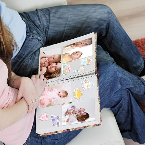 8 Sheets Baby Girl Scrapbook Stickers, Adorable Newborn Toddler Stickers Pregnancy Planner Decors Baby Shower Decal for Scrapbooking Planning Babies Book Paper Supplies in Saudi Arabia