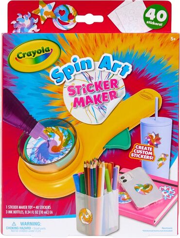 آلة صانع ملصقات Crayola Spin Art ، قم بإنشاء 42 ملصقًا مخصصًا ، فنيًا حلزونيًا للأطفال ، مجموعة الفنون والحرف اليدوية ، الألعاب والهدايا ، الذين تتراوح أعمارهم بين 6+ in Saudi Arabia