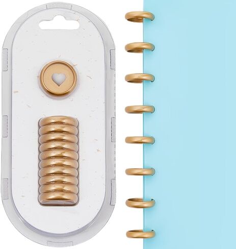 11Pcs 24mm Plastic Loose Leaf Binder Discs Planner Discs Bulk Gold Hollow Heart Mushroom Hole Discbound Binding Expande Buckle Ring Disc for DIY Notebook Planner Scrapbooking Pages Artwork in Saudi Arabia