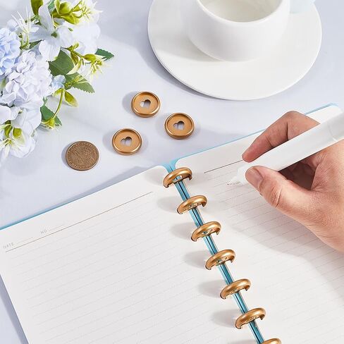 11Pcs 24mm Plastic Loose Leaf Binder Discs Planner Discs Bulk Gold Hollow Heart Mushroom Hole Discbound Binding Expande Buckle Ring Disc for DIY Notebook Planner Scrapbooking Pages Artwork in Saudi Arabia