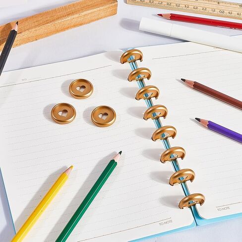 11Pcs 24mm Plastic Loose Leaf Binder Discs Planner Discs Bulk Gold Hollow Heart Mushroom Hole Discbound Binding Expande Buckle Ring Disc for DIY Notebook Planner Scrapbooking Pages Artwork in Saudi Arabia