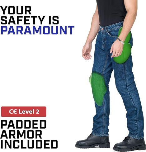 جينز للدراجات النارية من WICKED STOCK للرجال-CE LEVEL2 درع-جينز للدراجات النارية-جينز لركوب الدراجات النارية-بنطلون للدراجات النارية-أزرق داكن in Kuwait