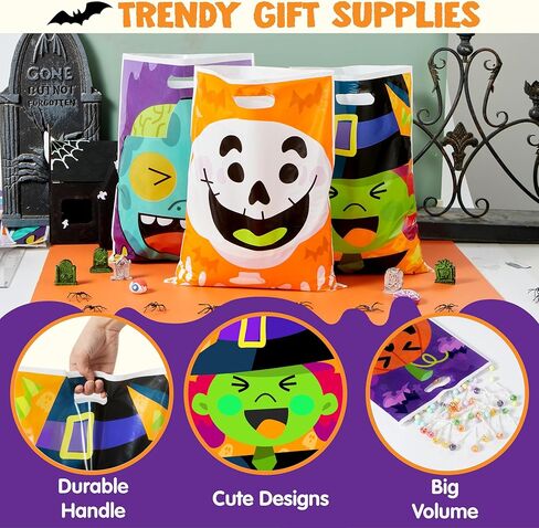 Joyin 72 PCS Halloween Goodie حقائب مع 6 شخصيات مصممة ، خدعة أو علاج أكياس معالجة بلاستيكية لأطفال الحفلات ، تعامل لوازم الحفلات in Kuwait