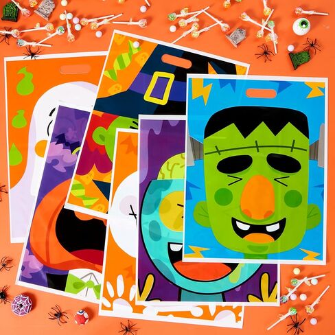 Joyin 72 PCS Halloween Goodie حقائب مع 6 شخصيات مصممة ، خدعة أو علاج أكياس معالجة بلاستيكية لأطفال الحفلات ، تعامل لوازم الحفلات in Kuwait
