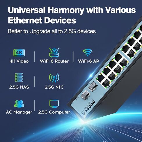 6 منافذ 2.5G محول سهل التحكم عبر الويب، 4 منافذ Base-T 4 x 2.5G، 2 x 10G SFP+، تجميع ثابت، QoS/VLAN/IGMP، محول شبكة Homelab بسرعة 2.5 جيجابت in Kuwait