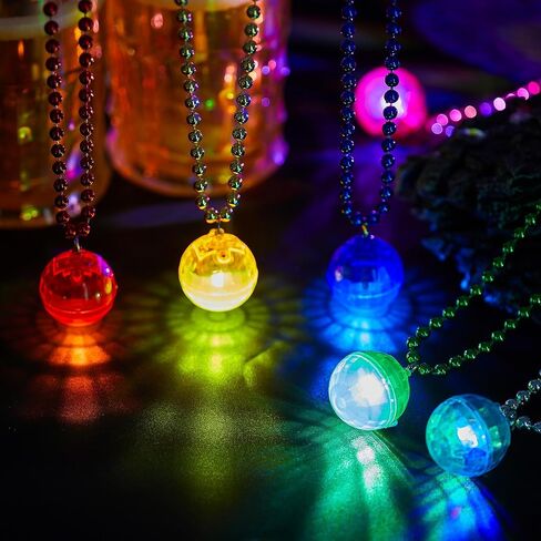 Sasylvia 12 PCS LED Disco Ball Nceplaces Light Up Mardi Gras Bead Netlaces 70s Disco Party Favors Glow في إكسسوارات أزياء المجوهرات المظلمة للخرز لتوفيات الرقص الحزبية (الفضة ، الملونة) in Saudi Arabia